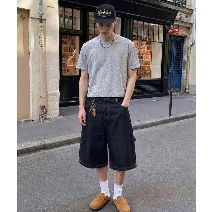 [BUNJANG] Unalloyed Code Avenue Denim Bermuda Baggy Wide Shorts Pants (Raw Denim) / 어널러코드 에비뉴 데님 버뮤다 배기 와이드 쇼츠 반바지 팬츠 (생지)