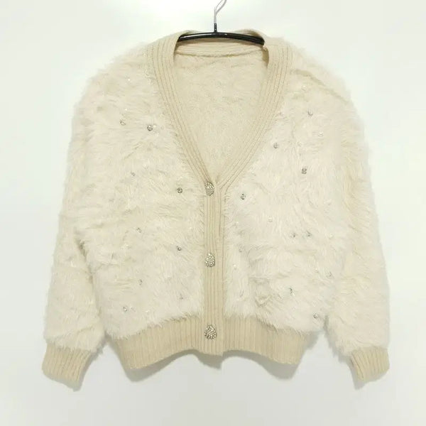[BUNJANG] Women's Angora Cubic Cardigan / 여성 앙고라 큐빅 가디건 F_i4746