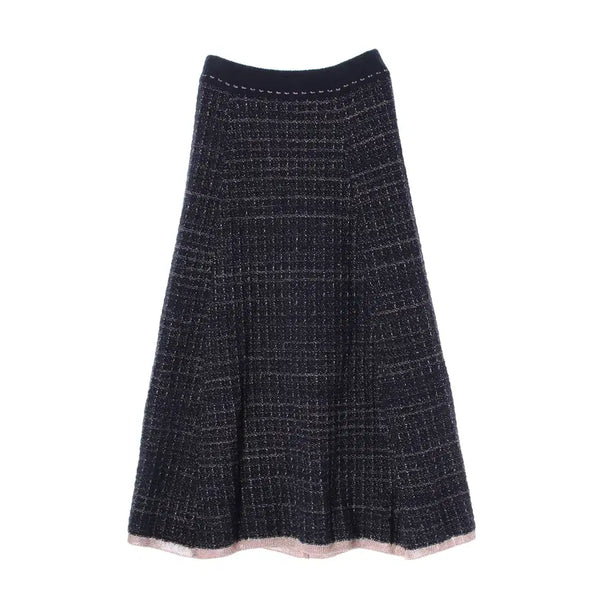 [BUNJANG] Maje 21FW Metallic Tweed Wool Blend Long Skirt Navy / 마쥬 21FW 메탈릭 트위드 패턴 울 혼방 롱 스커트 네이비