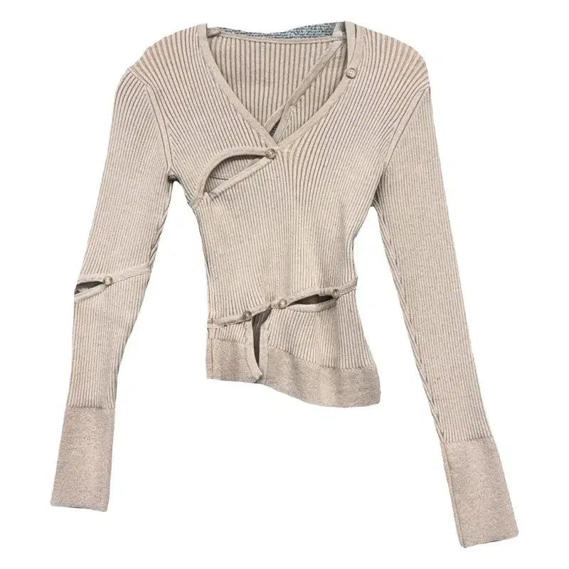 [BUNJANG] Jacquemus Beige Cut-out Knit Top / 자크뮈스 베이지 컷아웃 니트 34