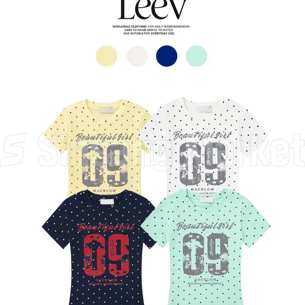 [BUNJANG] Bibi Dot 09 Short Sleeve Summer T-Shirt / [빠른발송] 비비 도트 09 반팔 여름 반소매 티 키치 캐주얼 힙