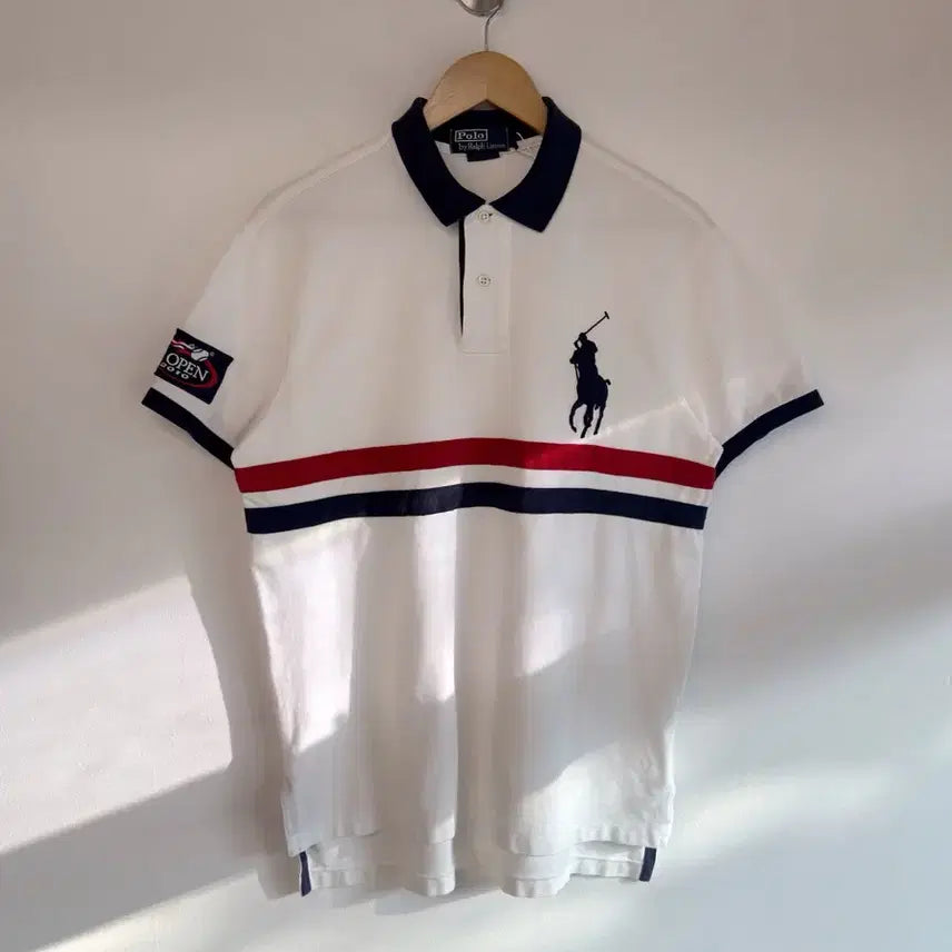 [BUNJANG] Polo Ralph Lauren 00s Big Pony Color-Block Loose Fit White Oxford Shirt XL / 폴로 랄프로렌 00s 루즈핏 배색 빅포니 화이트 카라 셔츠