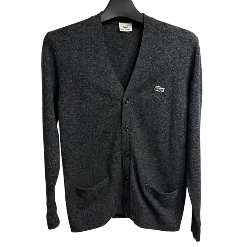 [BUNJANG] Lacoste Wool V-Neck Cardigan Charcoal 4 Size / 라코스테 울 브이넥 가디건 차콜컬러 4size