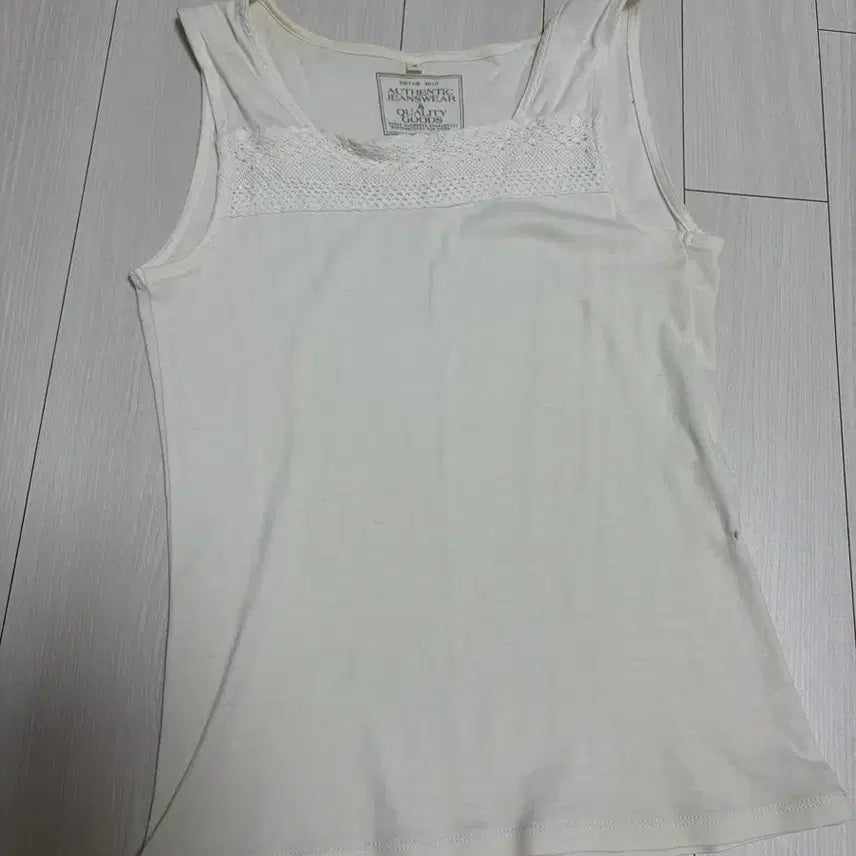 [BUNJANG] White Ivory Lace Sleeveless Top / 화이트 아이보리 레이스 민소매 탑