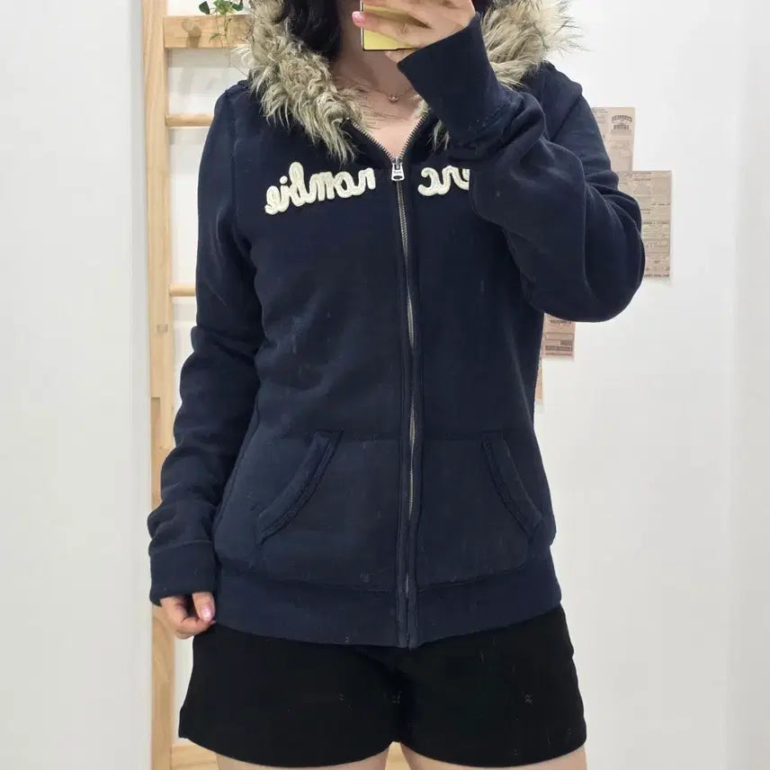 [BUNJANG] Abercrombie Slim Fit Fleece Lined Hoodie Zip-up Navy / [프립]L/슬림핏 아베크롬비 양털 퍼 후드 집업 네이비
