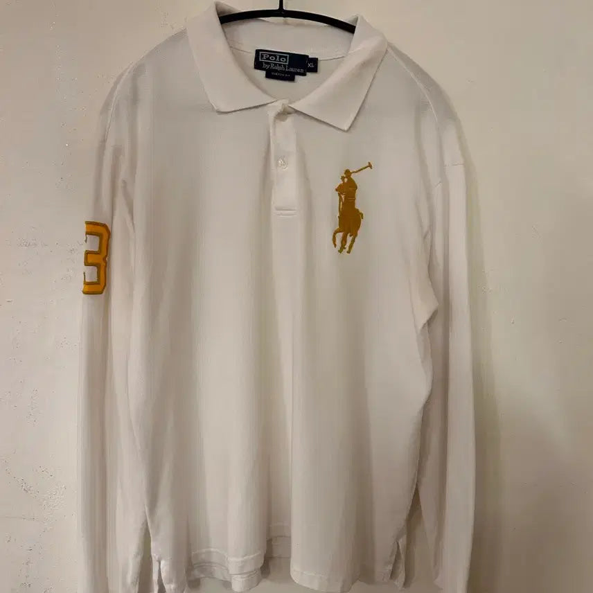 [BUNJANG] Polo Ralph Lauren White Big Pony Long Sleeve Polo Shirt XL / 폴로 랄프로렌 화이트 빅포니 XL 긴팔 카라티