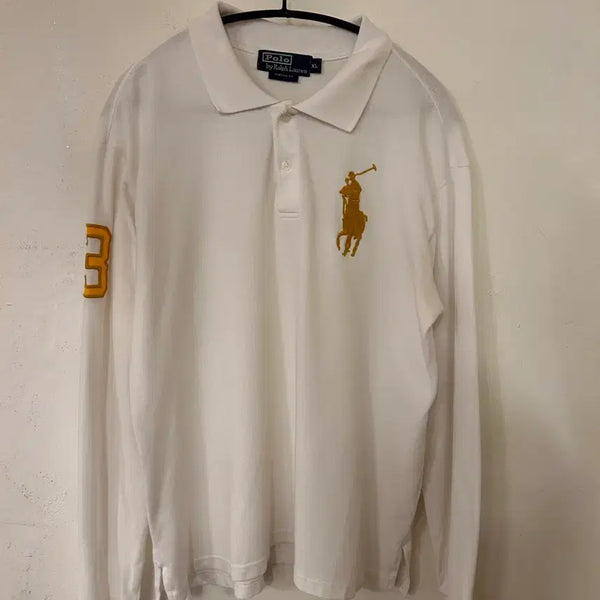 [BUNJANG] Polo Ralph Lauren White Big Pony Long Sleeve Polo Shirt XL / 폴로 랄프로렌 화이트 빅포니 XL 긴팔 카라티