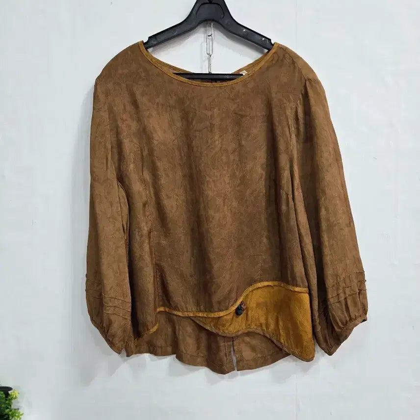 [BUNJANG] Hong Seung Ae Designer Geoginsilk Brown Blouse (Size 77) / 홍승애 풍기인견 브라운 블라우스 77
