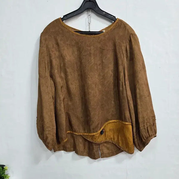 [BUNJANG] Hong Seung Ae Designer Geoginsilk Brown Blouse (Size 77) / 홍승애 풍기인견 브라운 블라우스 77