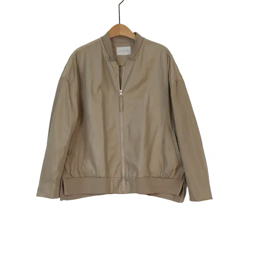 [BUNJANG] ME SENCE Lambskin Color Block Zip-Up Jacket Beige / ME SENCE 양가죽 배색 집업 자켓 베이지 66