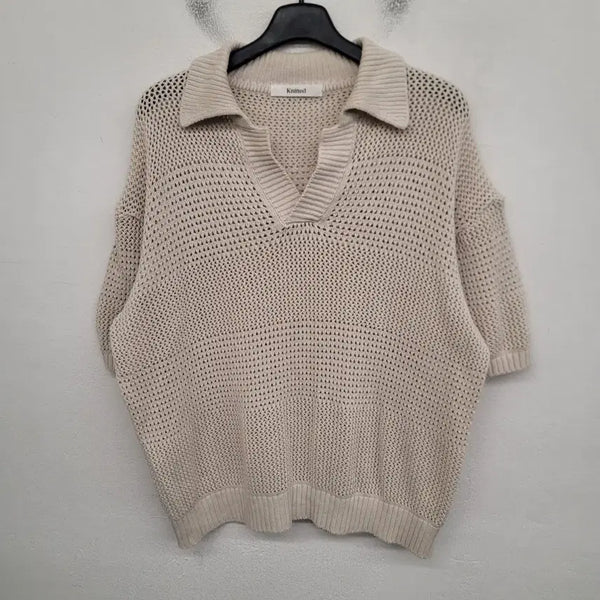 [BUNJANG] Knitted Short Sleeve Knit Polo T-Shirt XXL / [110/XXL] KNITTED 니티드 반팔 니트 카라티