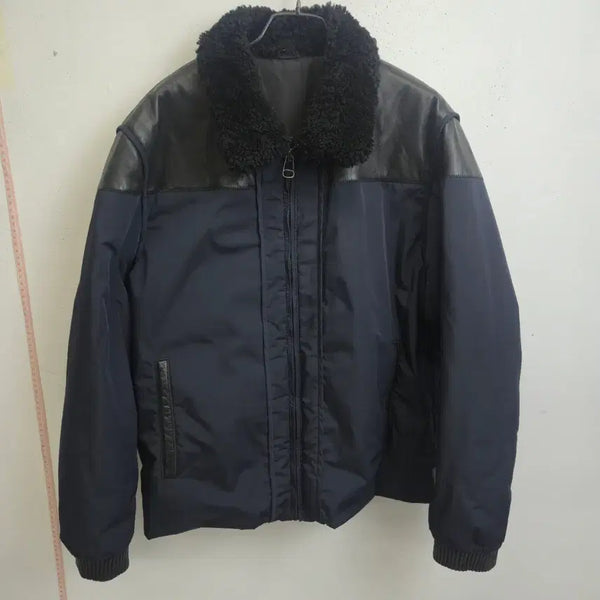 [BUNJANG] Calvin Klein Leather Color Block Jacket / 캘빈클라인  가죽 배색 자켓