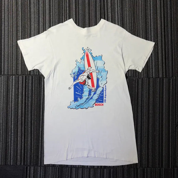 [BUNJANG] 90's Single Stitch Bosch White Surfing Graphic T-Shirt / 90's 싱글스티치 보쉬 화이트 서핑 그래픽 반팔 티셔츠