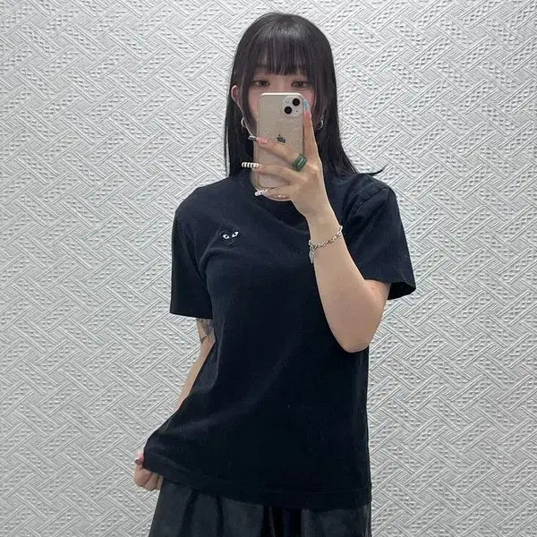 [BUNJANG] Comme des Garçons Vintage Play Black Heart Logo T-Shirt / 꼼데가르송 빈티지 캐주얼 플레이 블랙하트와펜 반팔티 M C12857