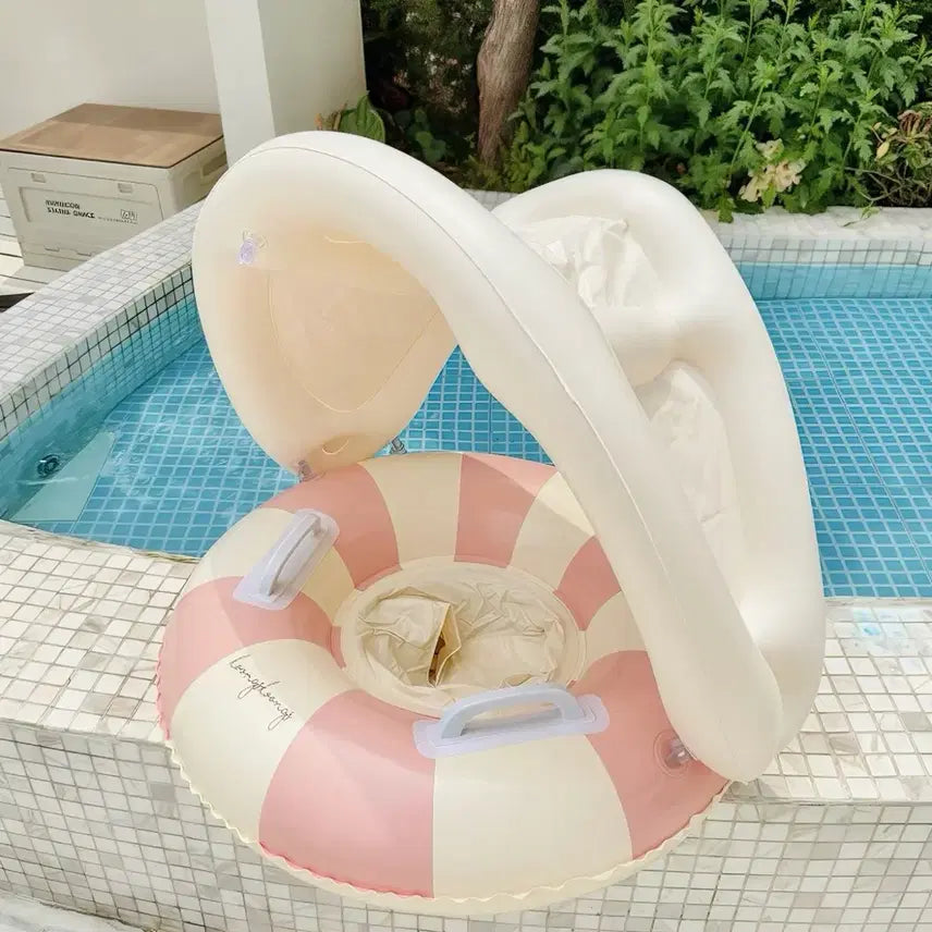 [BUNJANG] Baby Tube with Sunshade - Pink Beige / 유아 튜브 햇빛가리개 포함 핑크 베이지