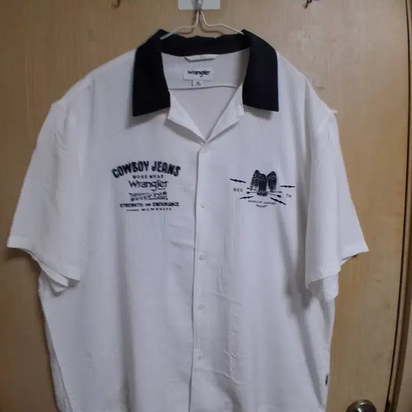 [BUNJANG] Wrangler White Short-Sleeve Shirt Size 105 / 랭글러-미사용- 화이트.반팔셔츠ㅡ105사이즈,택포