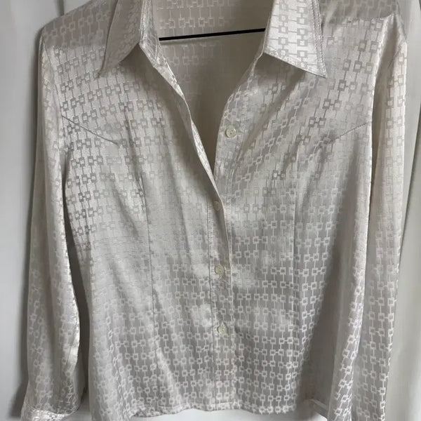 [BUNJANG] Silky Pattern White Shirt / 실키 패턴 화이트 셔츠