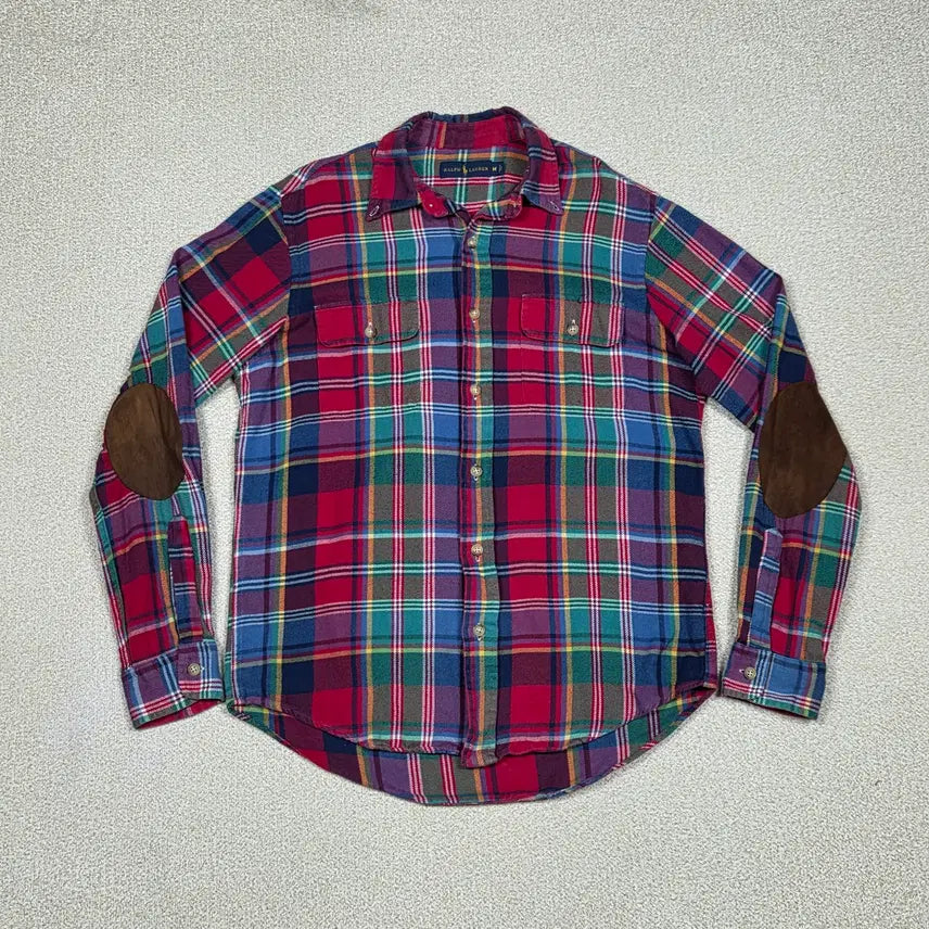 [BUNJANG] Polo Ralph Lauren Elbow Patch Check Flannel Shirt / [폴로 랄프로렌] 엘보우 패치 체크 플라넬 셔츠 | A00475