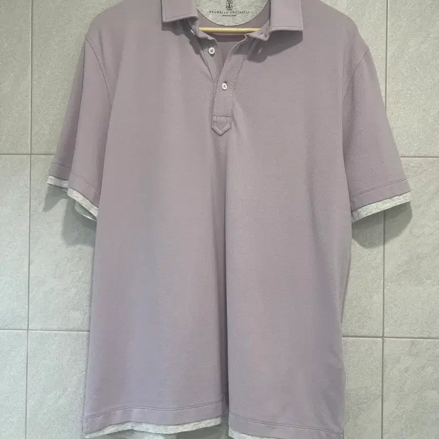 [BUNJANG] Brunello Cucinelli Layered Effect Cotton Polo Shirt / 브루넬로쿠치넬리 레이어드 이펙트 코튼 폴로티 L사이즈