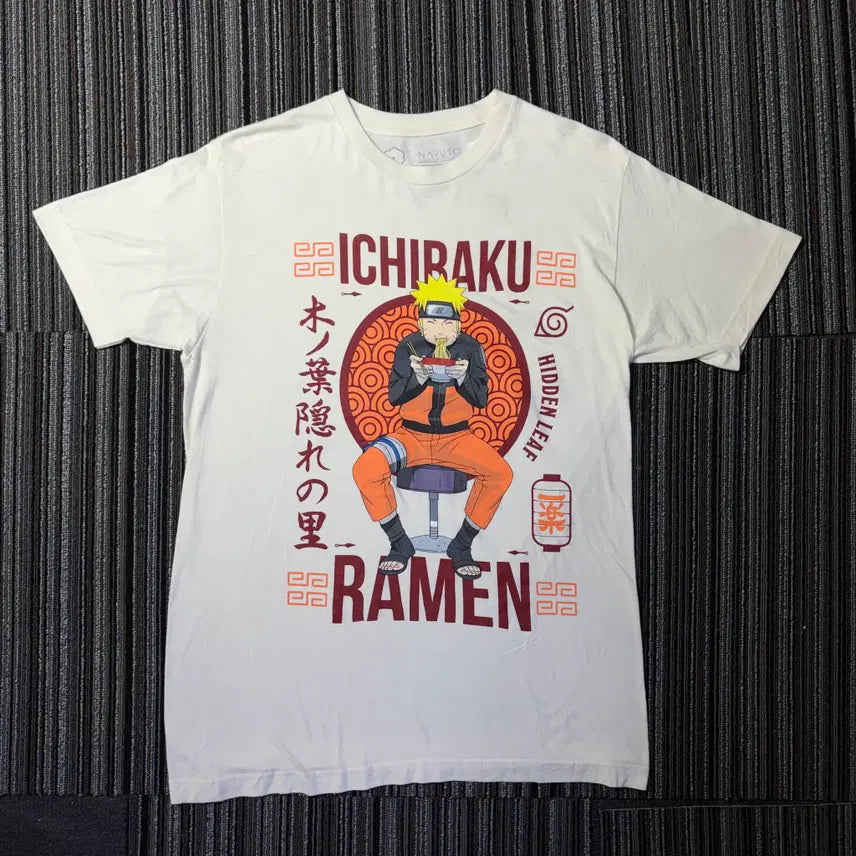 [BUNJANG] Naruto Ichiraku Ramen Graphic T-Shirt / 나루토 화이트 이치라쿠 라멘 그래픽 반팔 티셔츠