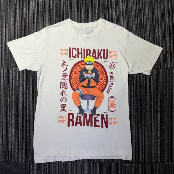 [BUNJANG] Naruto Ichiraku Ramen Graphic T-Shirt / 나루토 화이트 이치라쿠 라멘 그래픽 반팔 티셔츠