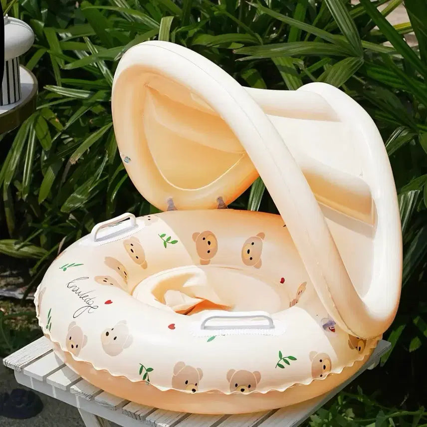[BUNJANG] Baby Swim Tube with Bear Pattern and Sunshade / 아기 튜브 곰돌이 패턴 선셰이드 포함
