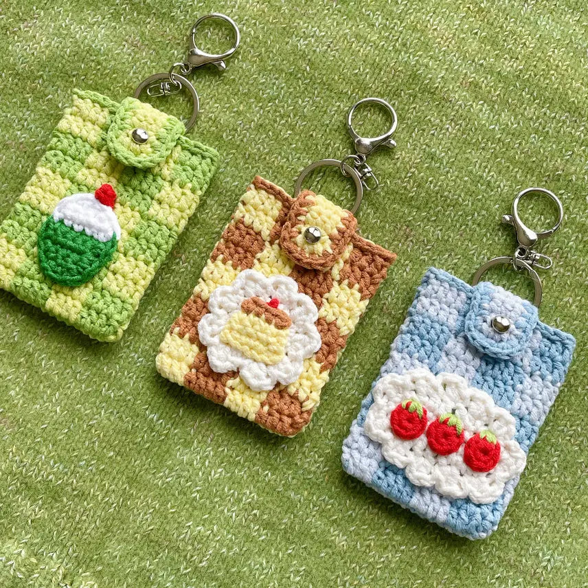 [BUNJANG] Handmade Knitted Keyring Card Holder - Pudding, Soda, Tomato / 키링형 카드지갑 - 푸딩 소다 토마토 - 뜨개 핸드메이드