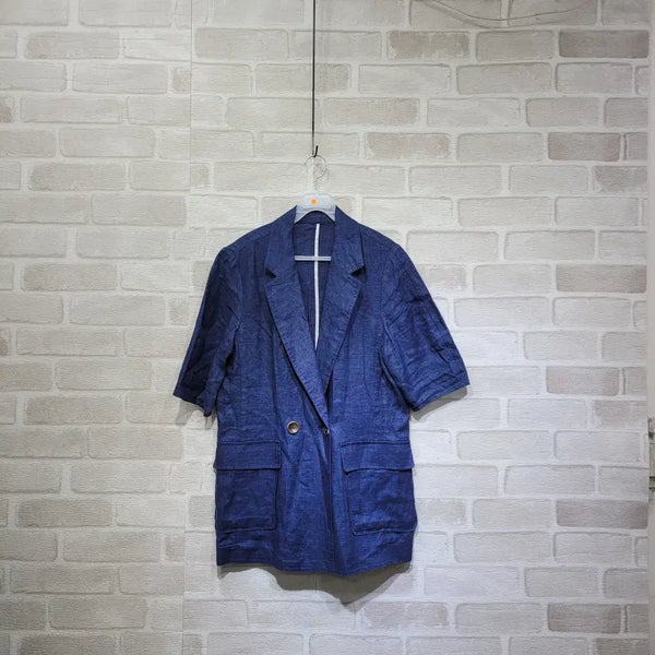 [BUNJANG] JJ JIGOTT Linen Short Sleeve Jacket (Size 55) / ㅈ217 JJ지고트 린넨 반팔 자켓 55
