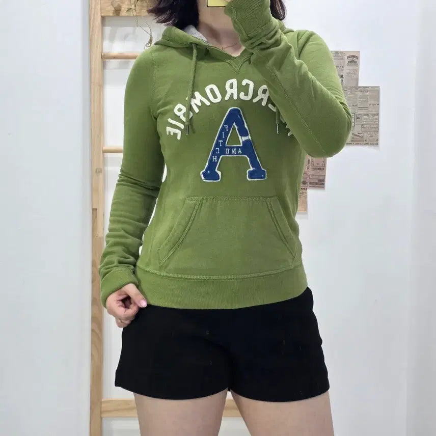 [BUNJANG] Abercrombie & Fitch Fitted Hoodie Olive Green (XS) / [프립]XS/딱붙핏 아베크롬비 후드티 올리브색