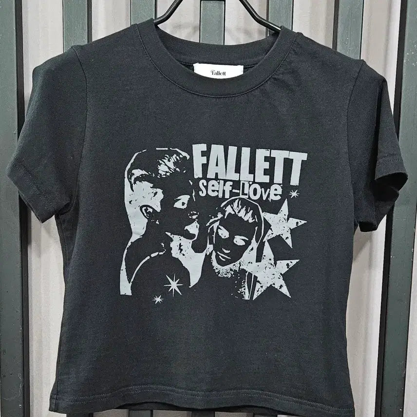 [BUNJANG] FALLETT Graphic Semi Crop T-Shirt Black S / 팔렛(FALLETT) 셀프러브 그래픽 크롭 반팔 티셔츠 블랙 S