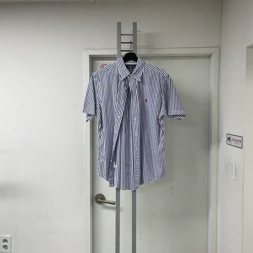 [BUNJANG] Polo Ralph Lauren Striped Short Sleeve Shirt Blue L / 폴로 랄프로렌 스트라이프 반팔 셔츠 블루 L