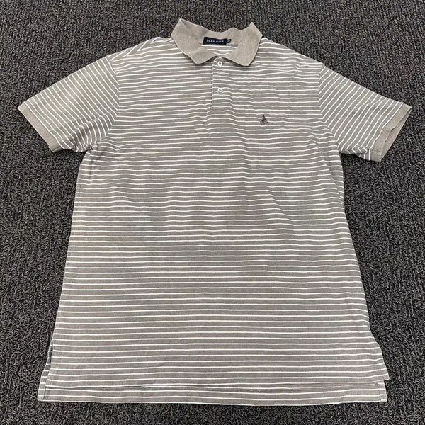 [BUNJANG] Beanpole Striped Polo T-Shirt / 빈폴 스트라이프 카라티 반팔티셔츠 100(L)