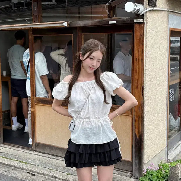 [BUNJANG] Dayin-Banding Balloon Blouse (Ivory) / 데이인-밴딩 벌룬 블라우스(아이보리)
