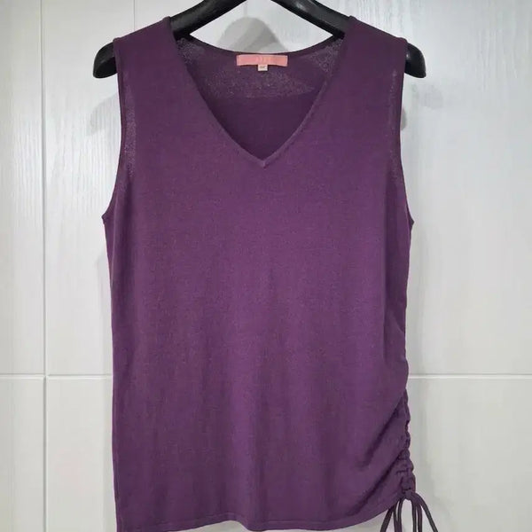 [BUNJANG] Obey Purple V-Neck Sleeveless Knit Top / obey 퍼플 브이넥 민소매 니트