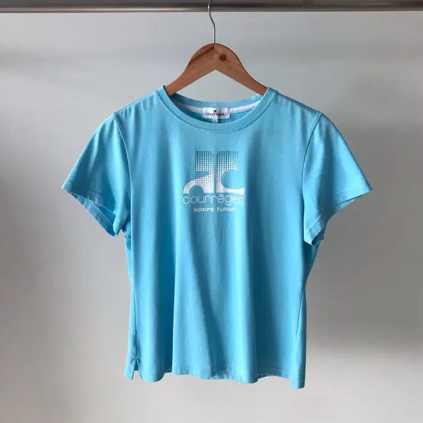 [BUNJANG] Courreges Big Logo Half-Sleeve T-Shirt / 꾸레쥬 빅로고 소라 반팔티