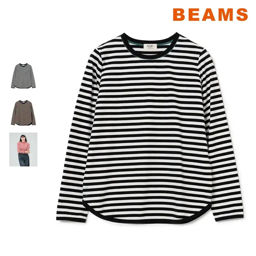 [BUNJANG] BEAMS HEART Border Tench Pullover Knit / 빔즈 하트 보더 텐치 풀오버 니트