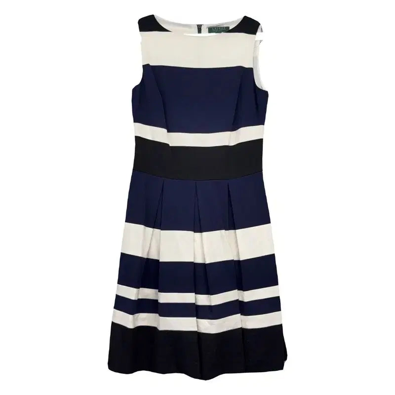 [BUNJANG] Lauren Ralph Lauren Navy Striped Sleeveless Dress / 로렌 랄프로렌 스트라이프 네이비 클래식 민소매 원피스 4 160/88A