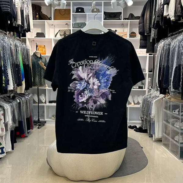 [BUNJANG] Wooyoungmi Flower Print Back Logo T-Shirt (Size 50) / [리오브전포점] 우영미 플라워 프린트 백로고 반팔 50