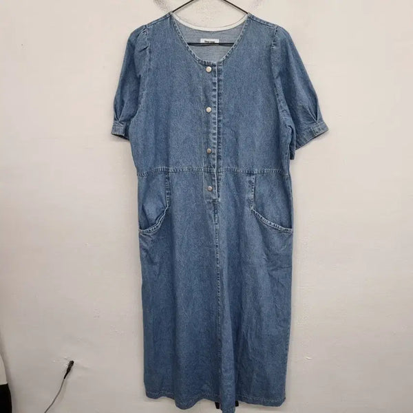 [BUNJANG] Dear Near Women's Short Sleeve Denim Dress (Size 66-77) / [여성66~77 size] Dear near 반팔 데님 원피스