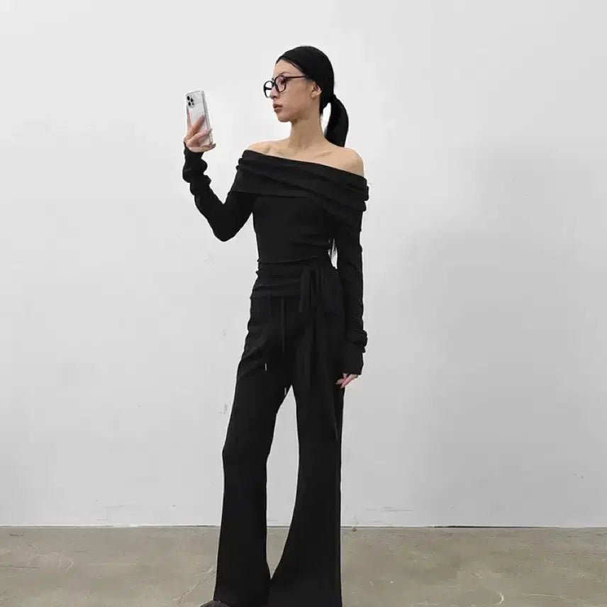 [BUNJANG] Black Up High-Waist Raw Denim Bootcut Pants / 블랙업 히그 로우 부츠컷 밴딩팬츠