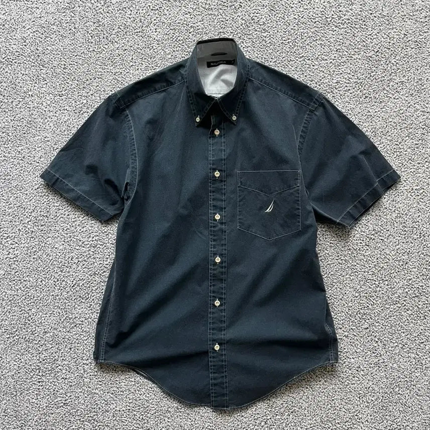 [BUNJANG] Nautica Logo Embroidered Short Sleeve Shirt Navy / Nautica . 노티카 로고자수 반팔셔츠