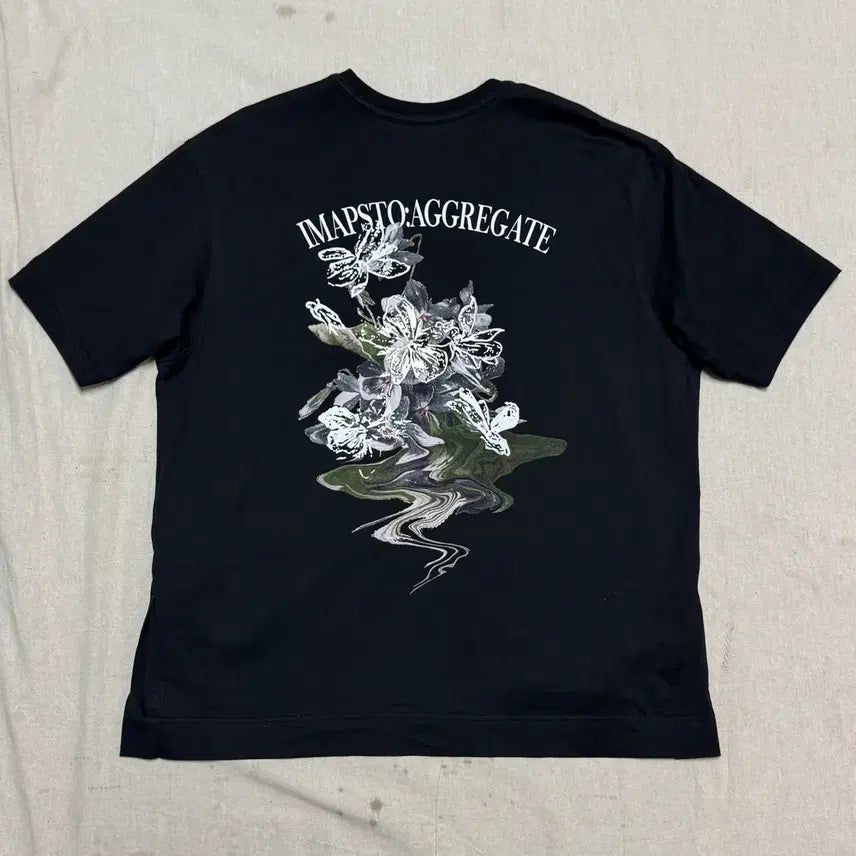 [BUNJANG] Il Corso Oversized Back Flower Printing Short Sleeve T-Shirt White / 일꼬르소 오버핏 백플라워 프린팅 반팔 100(105)