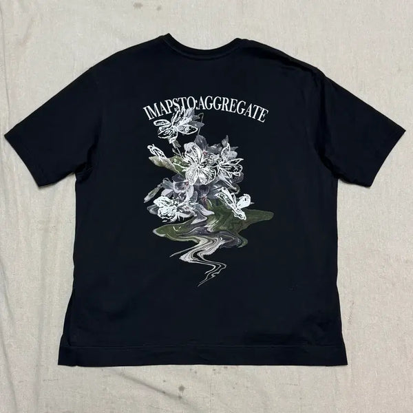[BUNJANG] Il Corso Oversized Back Flower Printing Short Sleeve T-Shirt White / 일꼬르소 오버핏 백플라워 프린팅 반팔 100(105)