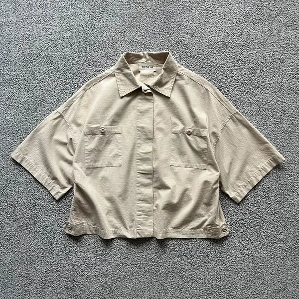 [BUNJANG] Vintage Military Ripstop Cropped Shirt / JPN . 빈티지 밀리터리 립스탑 크롭 셔츠