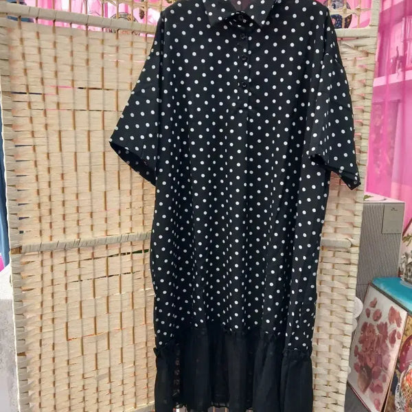 [BUNJANG] Polka Dot Chiffon Long Dress / 땡땡이 쉬폰 원피스