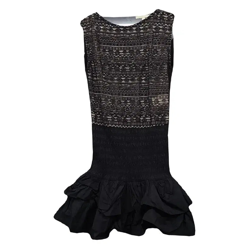 [BUNJANG] Maje Black Pattern Sleeveless Classic Dress / 마쥬 블랙 패턴 민소매 클래식 원피스 79-85-160