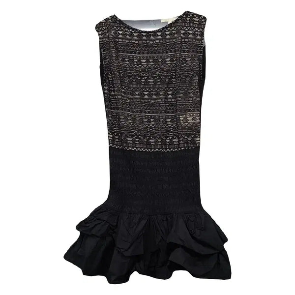 [BUNJANG] Maje Black Pattern Sleeveless Classic Dress / 마쥬 블랙 패턴 민소매 클래식 원피스 79-85-160