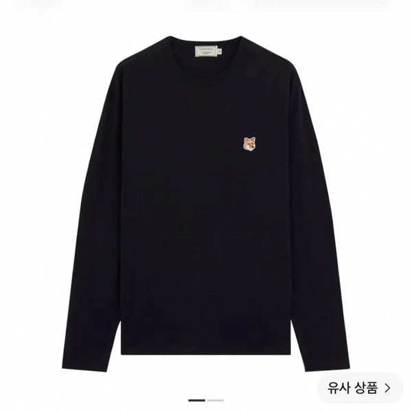[BUNJANG] Maison Kitsuné Fox Head Patch Regular Long Sleeve T-Shirt Black / 메종 키츠네 폭스 헤드 패치 레귤러 롱슬리브 티셔츠 블랙