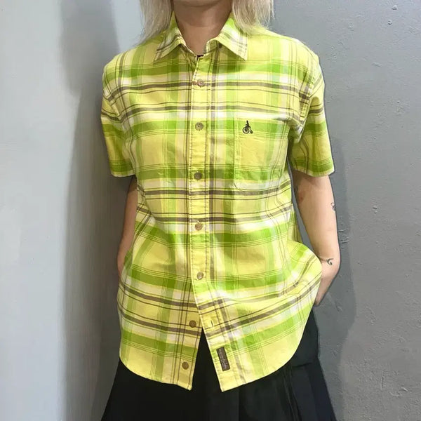 [BUNJANG] Beanpole Check Short-Sleeve Shirt / BEAN POLE 체크 반팔 셔츠