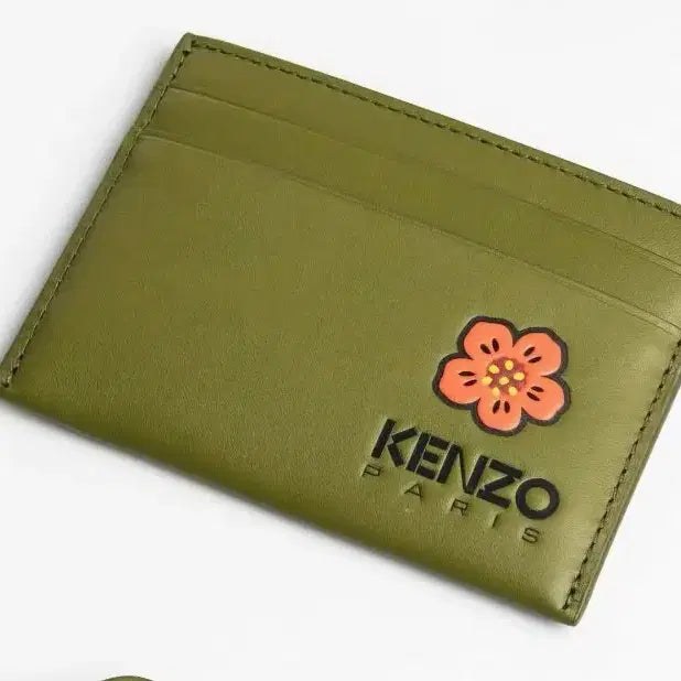 [BUNJANG] Kenzo Leather Boke Flower Card Holder Wallet Khaki / 겐조 레더 보크 플라워 카드홀더 지갑 카키